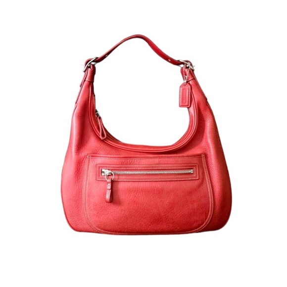 Coach Handbags - Coach Red Pebbled Leather Ergo Hobo Bag no.4463 Adjustable strap, side pockets